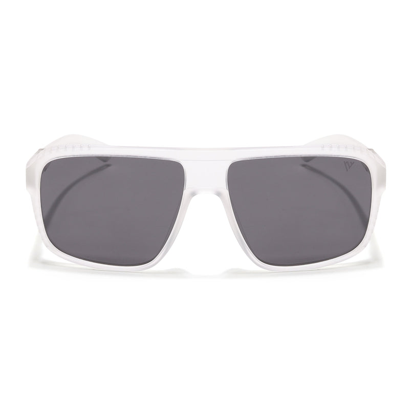PolarV | Transparent Square Polarized Sunglasses | Black Lens - PMG6600