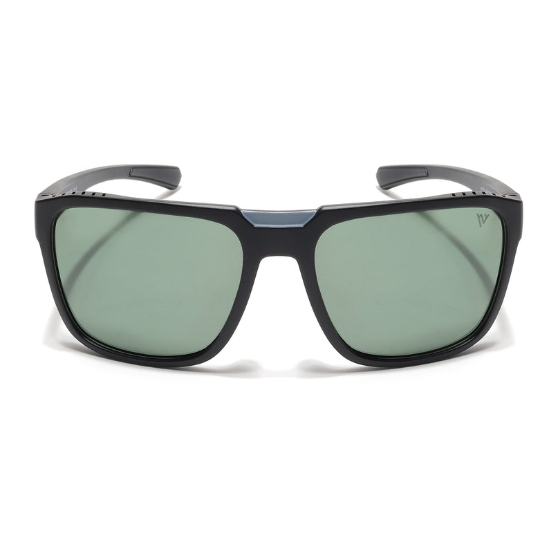 PolarX | Black Square Polarized Sunglasses | Green Lens - PMG6602