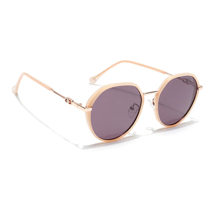 Voyage Select Round Polarized Sunglasses for Women (Brown Lens | Nude & Golden Frame - SLPMG6223)