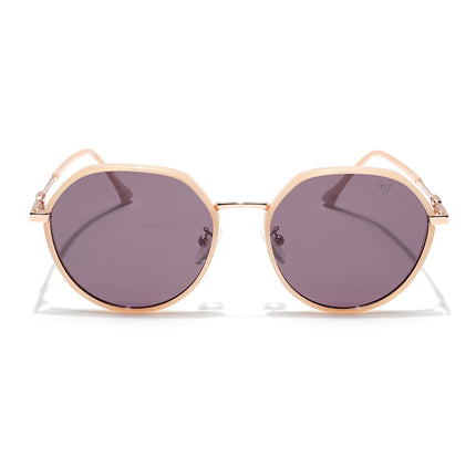 Voyage Select Round Polarized Sunglasses for Women (Brown Lens | Nude & Golden Frame - SLPMG6223)