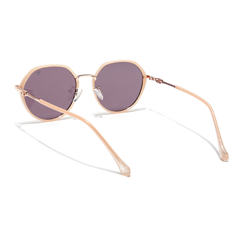 Voyage Select Round Polarized Sunglasses for Women (Brown Lens | Nude & Golden Frame - SLPMG6223)