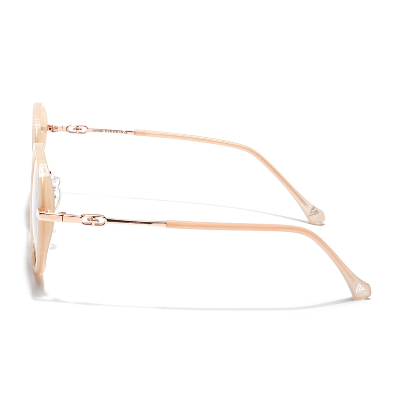 Voyage Select Round Polarized Sunglasses for Women (Brown Lens | Nude & Golden Frame - SLPMG6223)