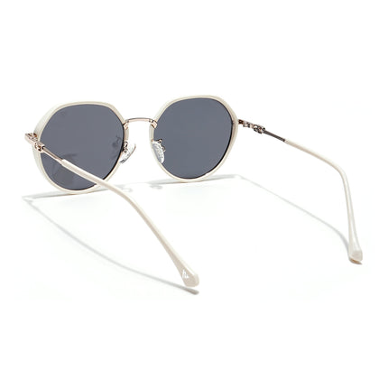 Voyage Select Round Polarized Sunglasses for Women (Grey Lens | Off White & Silver Frame - SLPMG6224)