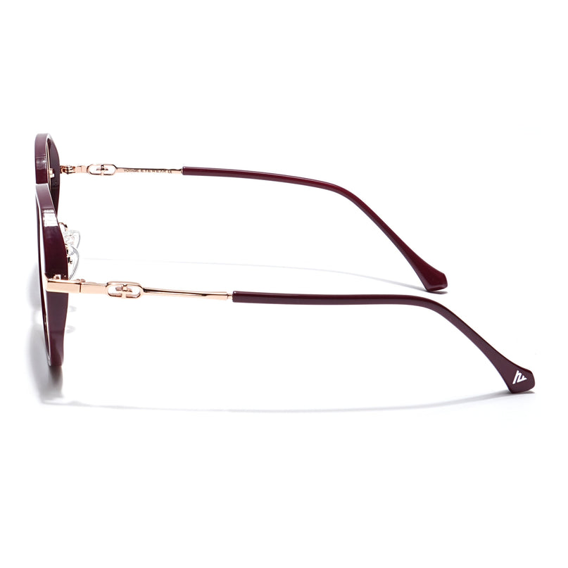 Voyage Select Round Polarized Sunglasses for Women (Grey & Clear Lens | Red & Golden Frame - SLPMG6226)