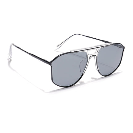 Voyage Select Wayfarer Polarized Sunglasses (Grey Lens | Black & Transparent Frame - SLPMG6279)