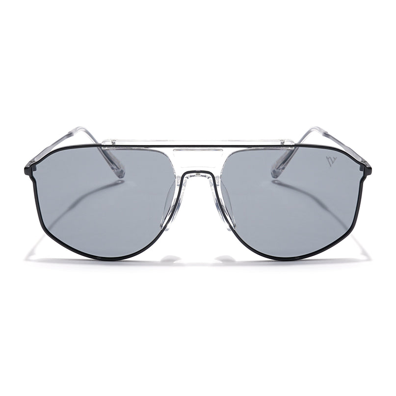 Voyage Select Wayfarer Polarized Sunglasses (Grey Lens | Black & Transparent Frame - SLPMG6279)