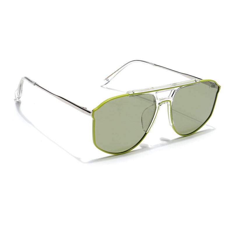 Voyage Select Wayfarer Polarized Sunglasses (Green Lens | Green & Transparent Frame - SLPMG6280)