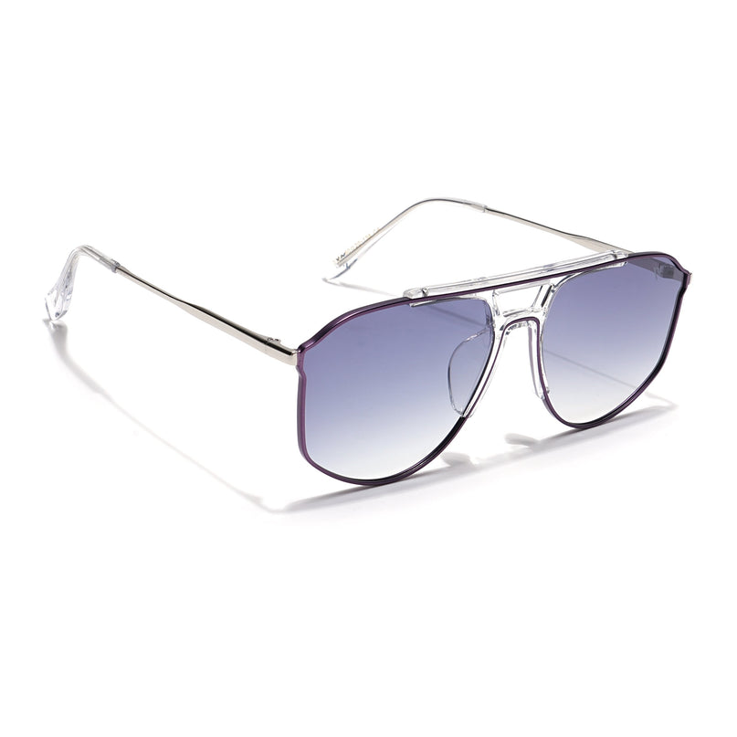 Voyage Select Wayfarer Polarized Sunglasses (Grey & Clear Lens | Purple & Transparent Frame - SLPMG6281)