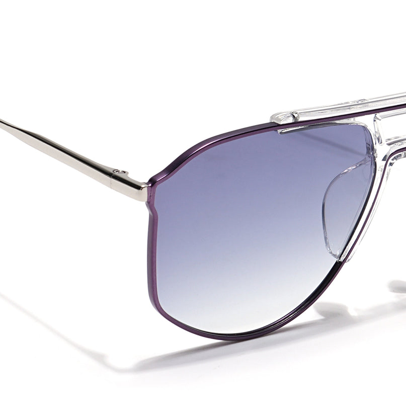 Voyage Select Wayfarer Polarized Sunglasses (Grey & Clear Lens | Purple & Transparent Frame - SLPMG6281)