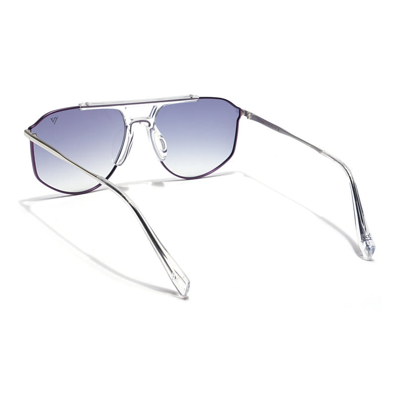Voyage Select Wayfarer Polarized Sunglasses (Grey & Clear Lens | Purple & Transparent Frame - SLPMG6281)