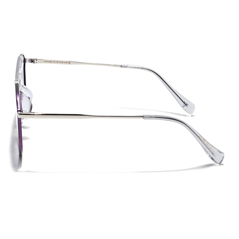 Voyage Select Wayfarer Polarized Sunglasses (Grey & Clear Lens | Purple & Transparent Frame - SLPMG6281)