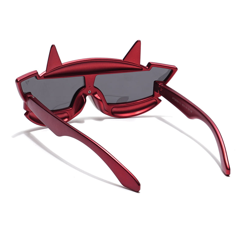 Wrap Around Polarized Sunglasses for Kids -6 yrs To 12 yrs (Black Lens | Red Frame - PMG6088)