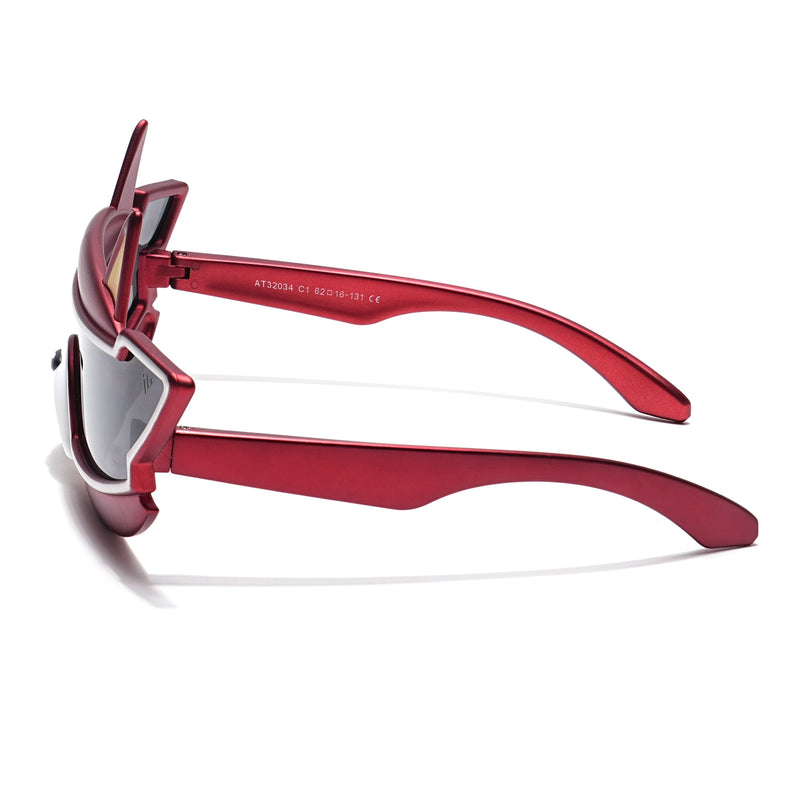 Wrap Around Polarized Sunglasses for Kids -6 yrs To 12 yrs (Black Lens | Red Frame - PMG6088)