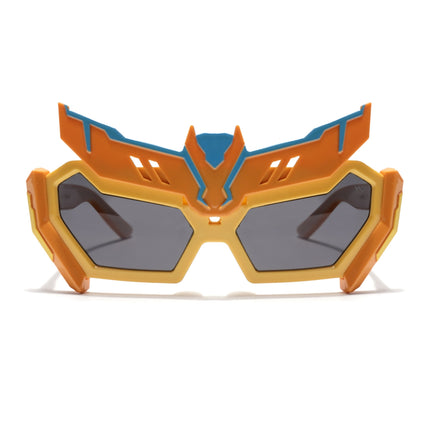 Rectangle Polarized Sunglasses for Kids -6 yrs To 12 yrs (Black Lens | Yellow Frame - PMG6075)