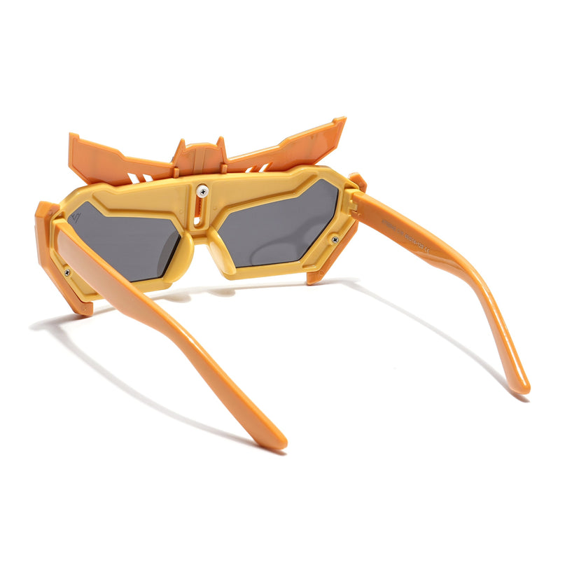 Rectangle Polarized Sunglasses for Kids -6 yrs To 12 yrs (Black Lens | Yellow Frame - PMG6075)