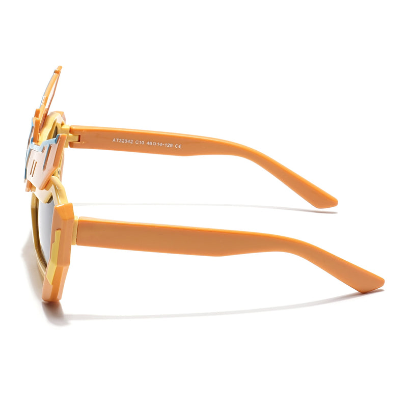Rectangle Polarized Sunglasses for Kids -6 yrs To 12 yrs (Black Lens | Yellow Frame - PMG6075)