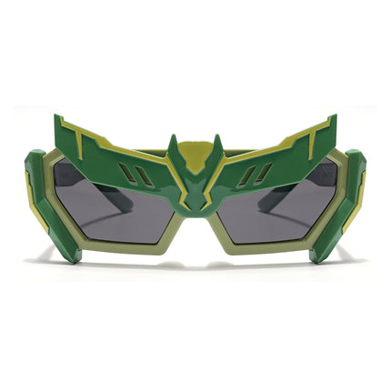 Rectangle Polarized Sunglasses for Kids -6 yrs To 12 yrs (Black Lens | Green Frame - PMG6079)