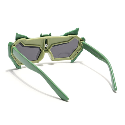 Rectangle Polarized Sunglasses for Kids -6 yrs To 12 yrs (Black Lens | Green Frame - PMG6079)