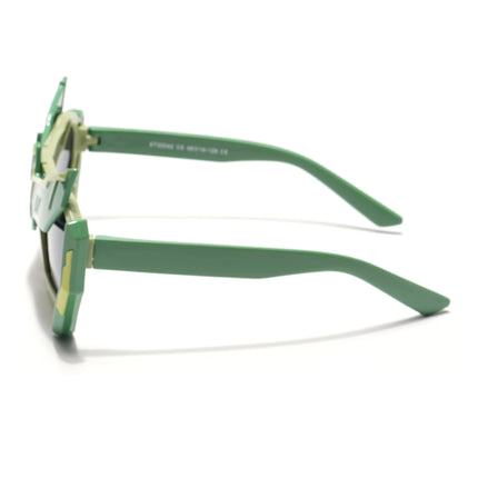 Rectangle Polarized Sunglasses for Kids -6 yrs To 12 yrs (Black Lens | Green Frame - PMG6079)