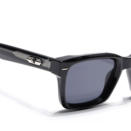 Square Sunglasses for Men & Women (Grey Lens | Shine Black Frame - MG7328)