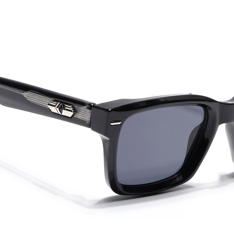 Square Sunglasses for Men & Women (Grey Lens | Shine Black Frame - MG7328)