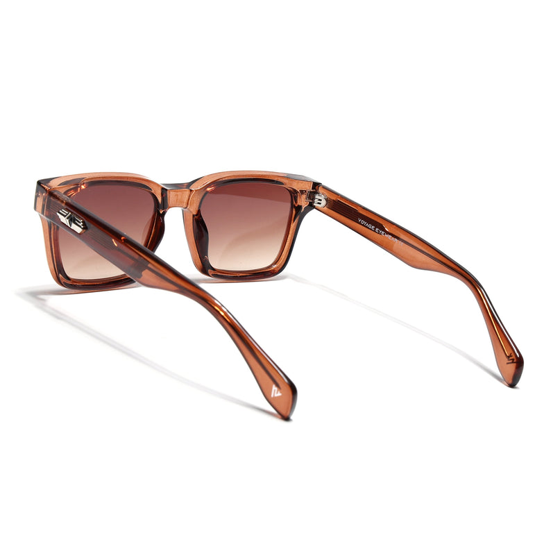 Square Sunglasses for Men & Women (Brown & Clear Lens | Shine Brown Frame - MG7331)