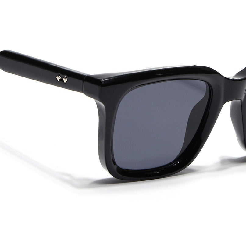 Square Sunglasses for Men & Women (Grey Lens | Shine Black Frame - MG7334)