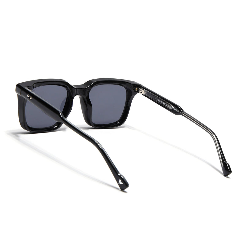 Square Sunglasses for Men & Women (Grey Lens | Shine Black Frame - MG7334)