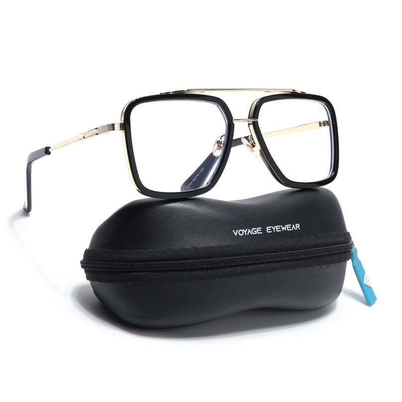Voyage Black & Golden Wayfarer Eyeglasses for Men & Women - MG5215-C2