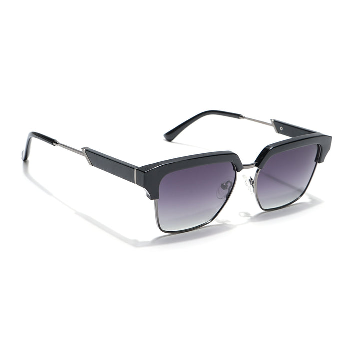 Voyage Select Square Polarized Sunglasses (Grey & Clear Lens | Shine Black & Grey Frame - SLPMG6293)