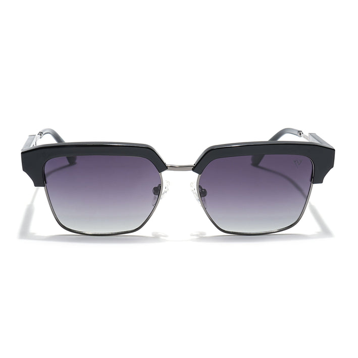 Voyage Select Square Polarized Sunglasses (Grey & Clear Lens | Shine Black & Grey Frame - SLPMG6293)