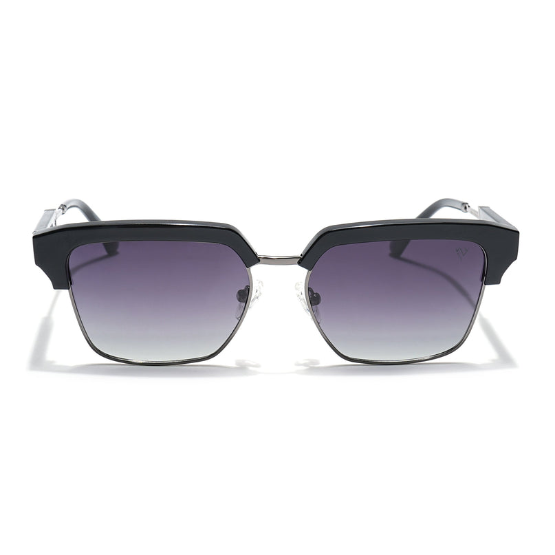 Voyage Select Square Polarized Sunglasses (Grey & Clear Lens | Shine Black & Grey Frame - SLPMG6293)