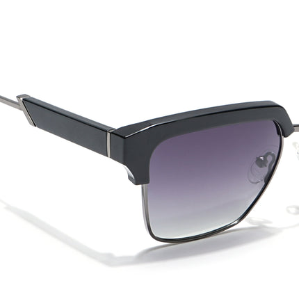 Voyage Select Square Polarized Sunglasses (Grey & Clear Lens | Shine Black & Grey Frame - SLPMG6293)