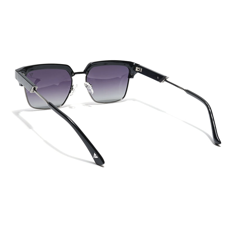 Voyage Select Square Polarized Sunglasses (Grey & Clear Lens | Shine Black & Grey Frame - SLPMG6293)