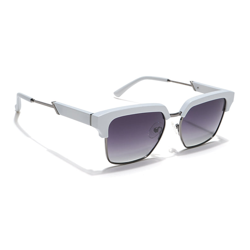 Voyage Select Square Polarized Sunglasses (Grey & Clear Lens | White & Grey Frame - SLPMG6296)