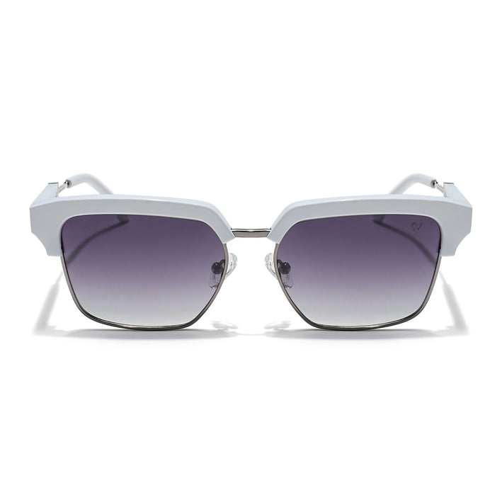 Voyage Select Square Polarized Sunglasses (Grey & Clear Lens | White & Grey Frame - SLPMG6296)