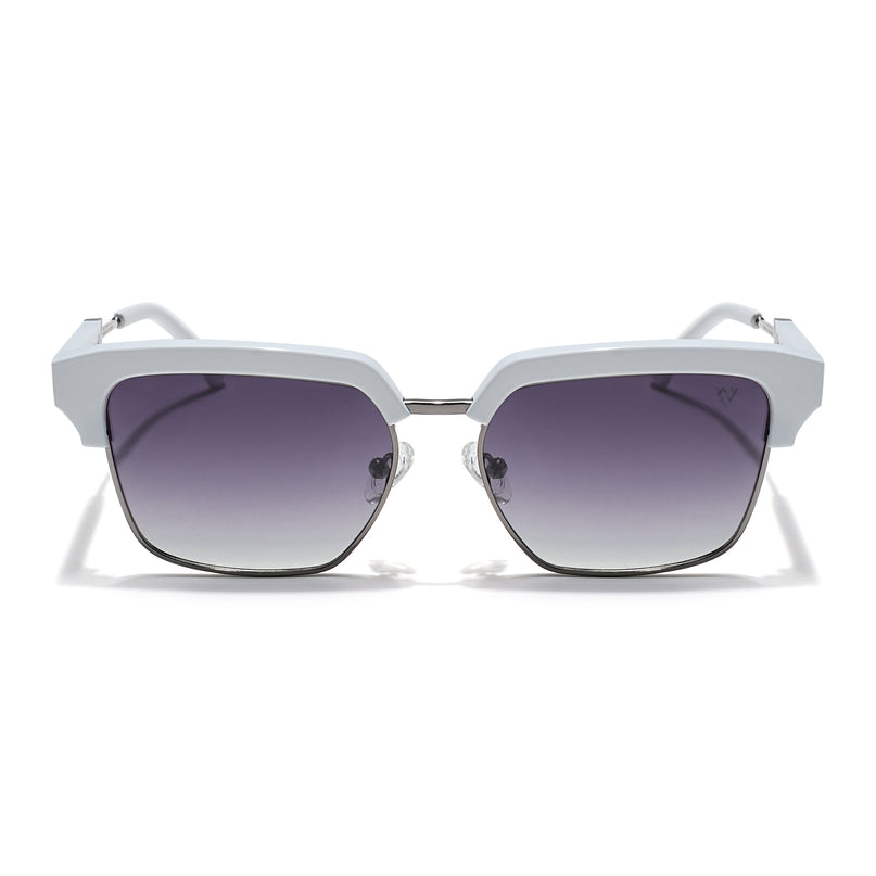 Voyage Select Square Polarized Sunglasses (Grey & Clear Lens | White & Grey Frame - SLPMG6296)