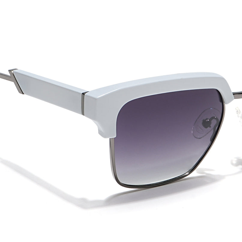 Voyage Select Square Polarized Sunglasses (Grey & Clear Lens | White & Grey Frame - SLPMG6296)
