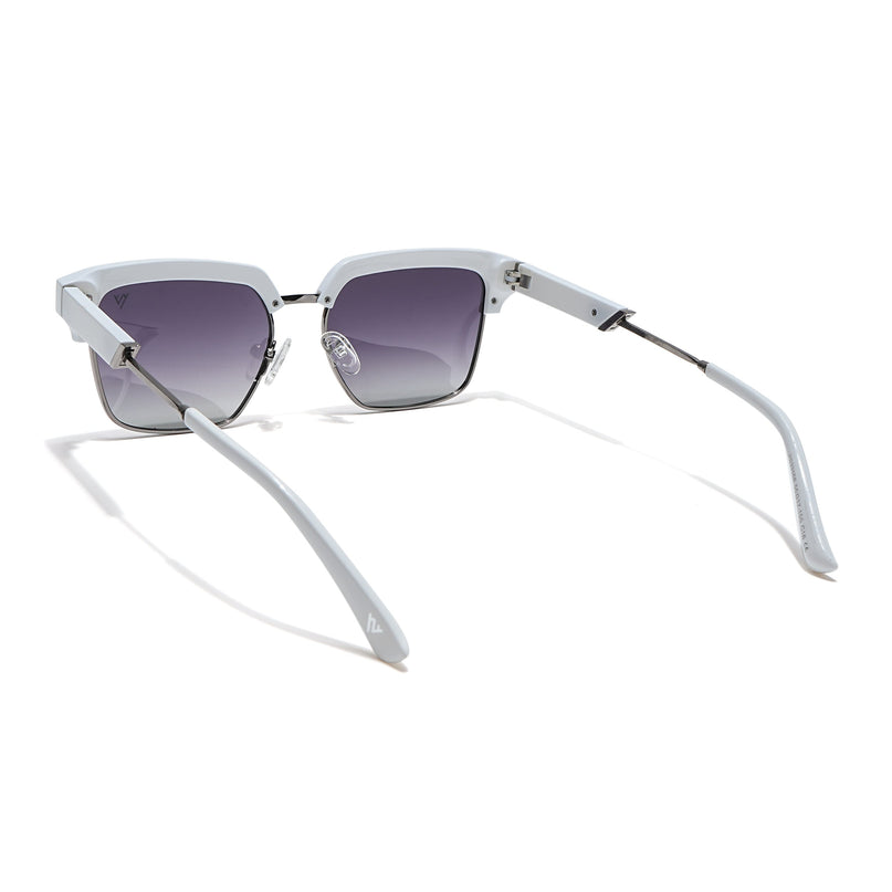 Voyage Select Square Polarized Sunglasses (Grey & Clear Lens | White & Grey Frame - SLPMG6296)