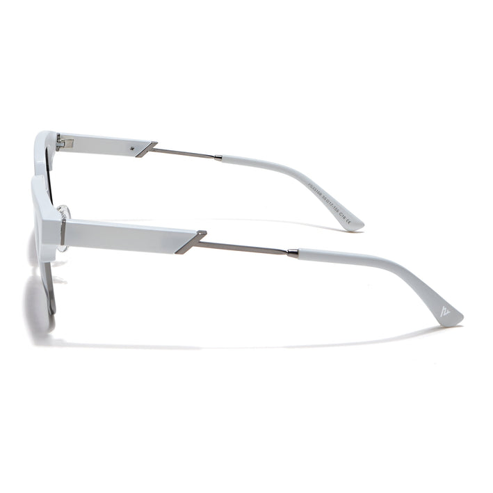 Voyage Select Square Polarized Sunglasses (Grey & Clear Lens | White & Grey Frame - SLPMG6296)