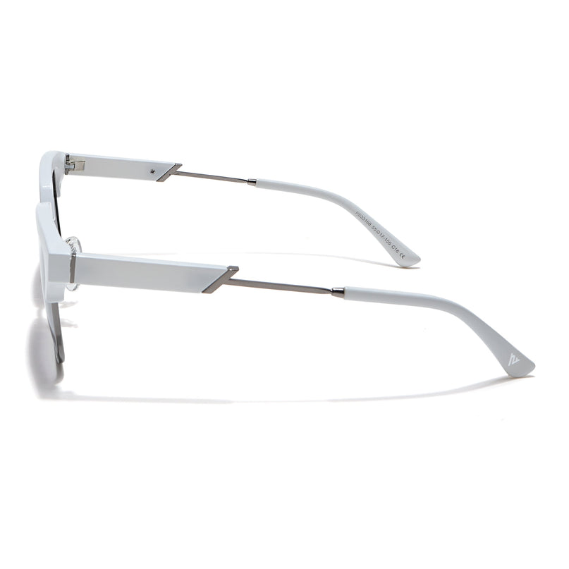 Voyage Select Square Polarized Sunglasses (Grey & Clear Lens | White & Grey Frame - SLPMG6296)