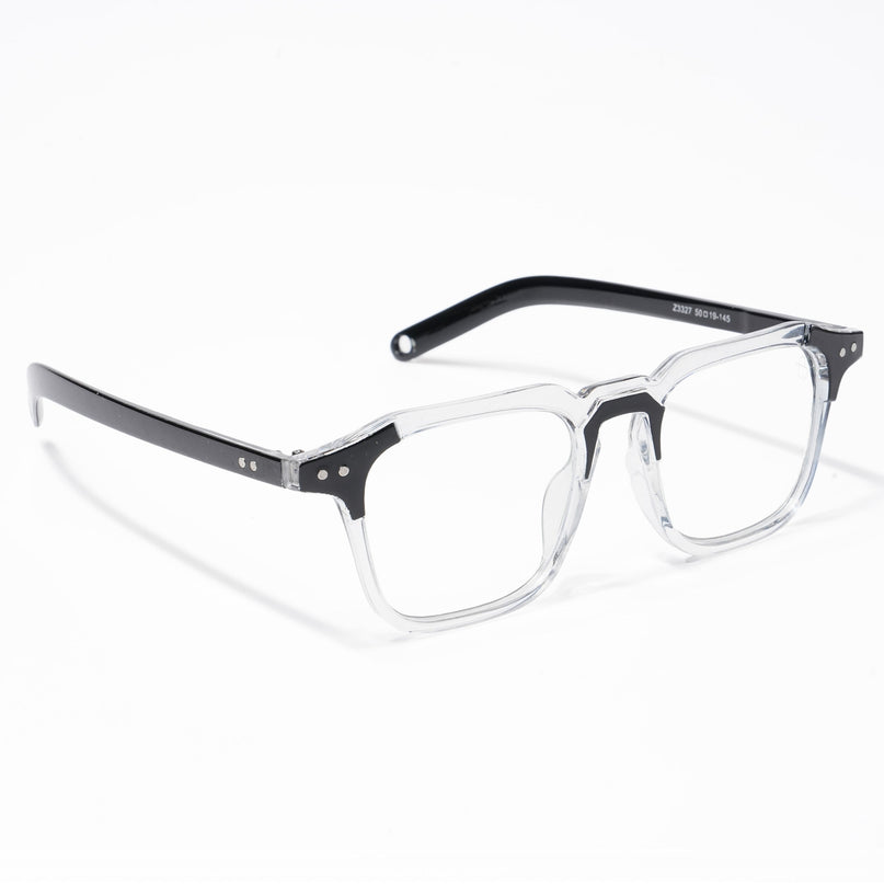 Eyejack Transparent & Black Square Eyeglasses for Men & Women (3327CL505-C2)