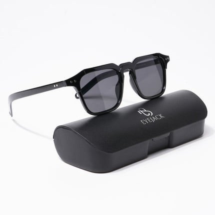 Eyejack Square Sunglasses for Men & Women (Black Lens | Shine Black Frame - 3327CL503-C1)