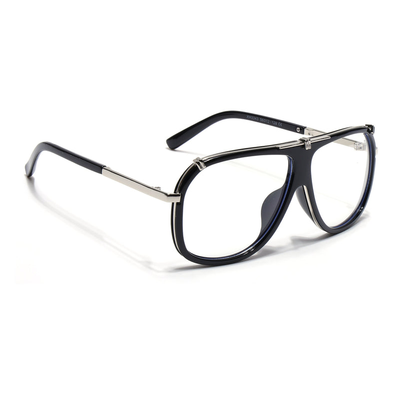 Voyage Black & Silver Wayfarer Eyeglasses for Men & Women - MG5220-C1