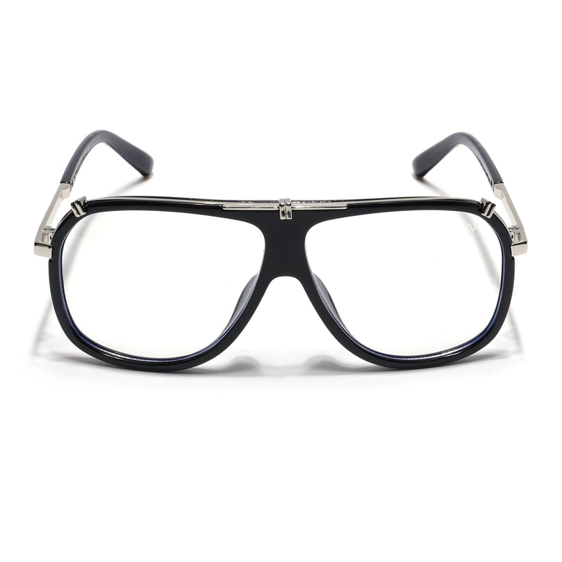 Voyage Black & Silver Wayfarer Eyeglasses for Men & Women - MG5220-C1