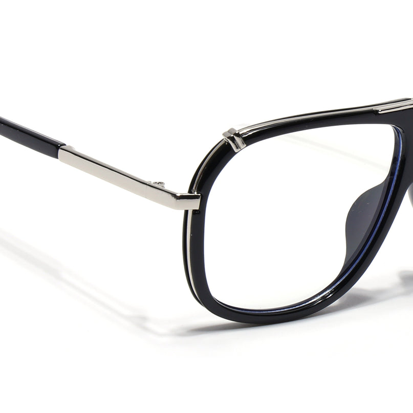 Voyage Black & Silver Wayfarer Eyeglasses for Men & Women - MG5220-C1