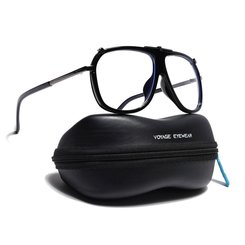 Voyage Black & Grey Wayfarer Eyeglasses for Men & Women - MG5222-C3