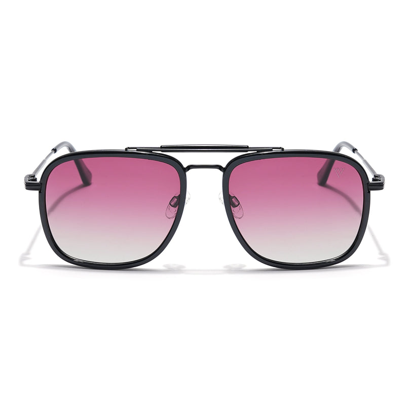 Voyage Select Wayfarer Polarized Sunglasses (Light Pink & Clear Lens | Black Frame - SLPMG6258)