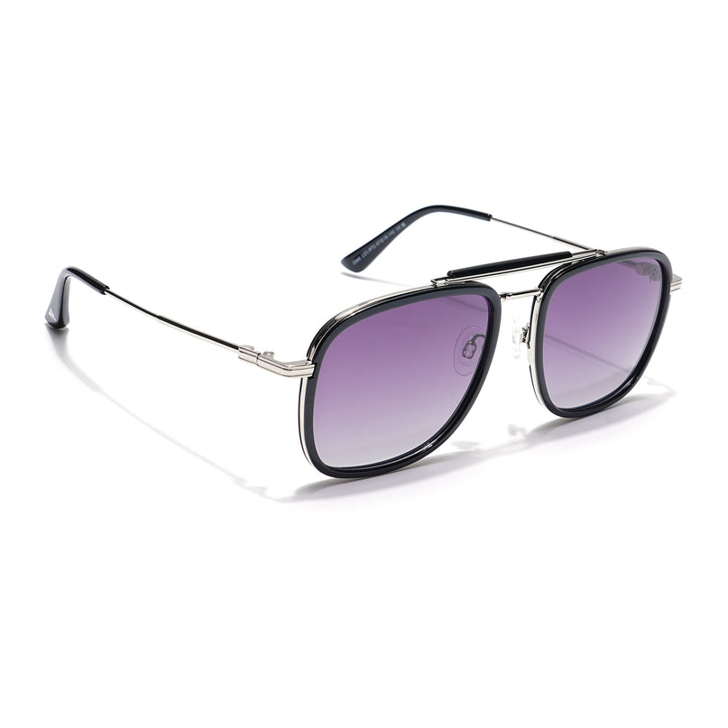 Voyage Select Wayfarer Polarized Sunglasses (Light Purple & Clear Lens | Black & Silver Frame - SLPMG6259)