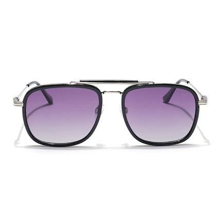 Voyage Select Wayfarer Polarized Sunglasses (Light Purple & Clear Lens | Black & Silver Frame - SLPMG6259)